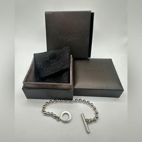 Authentic 7" Gucci Sterling Silver toggle bracelet w/ original dust bag and box! - Picture 15 of 16